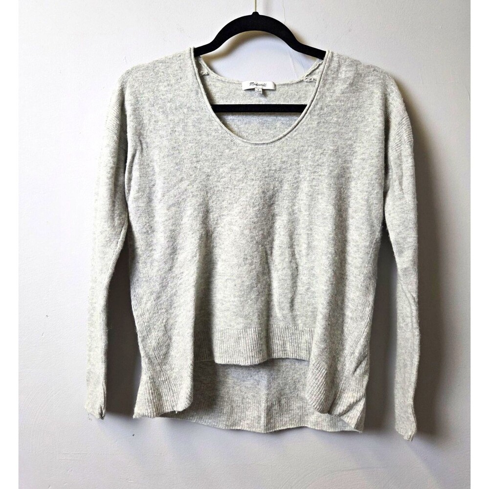 Madewell Womens Gray Solid Knit Scoop Neck Pullover Sweater Long Sleeve S